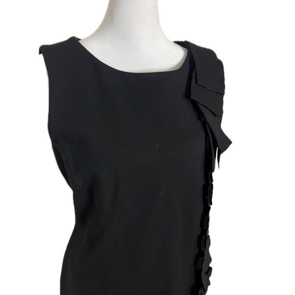 Taylor Black Sleeveless Sheath Dress with Ruffle Detail Size 8 - Picture 3 of 9
